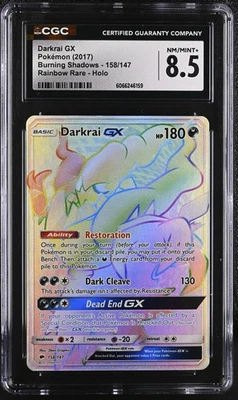 CGC 8.5 Darkrai GX 2017 Burning Shadows 158/147 Rainbow Rare Holo Pokemon Card - Image 1 of 2