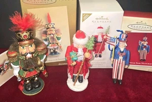 3 Nutcracker HALLMARK Keepsake Christmas Ornaments Soldier Santa Uncle Sam  - Picture 1 of 9