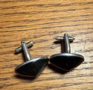 Vintage Oval Sterling Silver Hematite?Cufflinks Beautiful!! - Picture 1 of 5