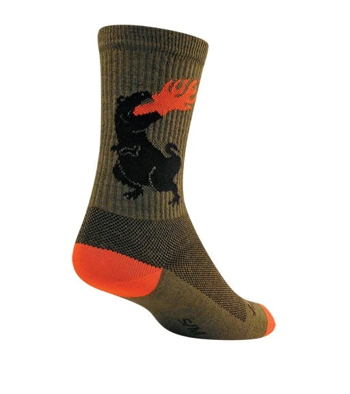 SockGuy Wool Dinosaur Sock: Green LG/XL - Image 1 of 1