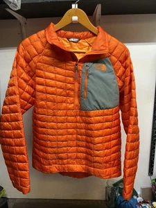 The North Face Thermoball 1/2 Zip Pullover Men's Medium Insulated Jacket Orange - Picture 1 of 7