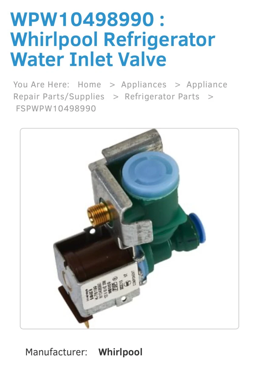 ClimaTek Refrigerator Water Valve - Replacement For Whirlpool W10498990 & K-77999-SM