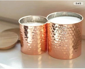 UNCOMMON JAMES gehämmert verkupfert Kanister Set mit Holzdeckeln 45oz & 25oz NEU - Bild 1 von 4