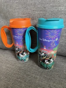 2024 2 Walt Disney World Resort Reusable Refillable Mugs Mickey & Friends W Lids - Picture 1 of 9