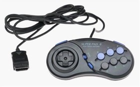 Superpad 8 Vintage Black Gamepad For Sega Saturn Very Good 3E