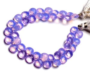 Lavender Color Hydro Quartz Gems 8 mm Size Faceted Heart Shape Beads 7" Strand - Picture 1 of 11