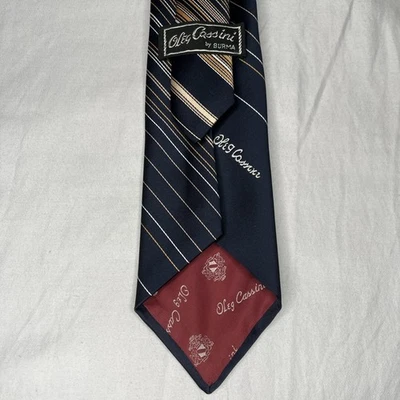 Corbata de poliéster Oleg Cassini para hombre ~ vintage ~ azul ~ patrón de rayas Foto 1 de 4