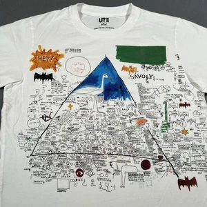 Uniqlo UT Jean Michel Basquiat T Shirt Mens Medium White Sketch Painting Art Tee - Picture 1 of 6