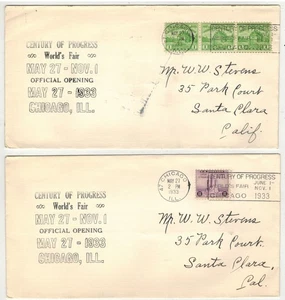 1933 CHICAGO WORLDS FAIR OPENING DAY 728/729-32 SET OF 2 5/27 AS IN PLANTY - Picture 1 of 2