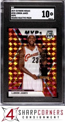 2019 PANINI MOSAIC MVPS ORANGE REACTIVE PRIZM #298 LEBRON JAMES SGC 10 - Image 1 of 4