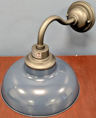 TRANS GLOBO ILUMINACIÓN 1 LUZ CUELLO DE CISNE APLIQUE PARED AZUL GRIS E26 12"W 11"H 16"D Foto 1 de 2