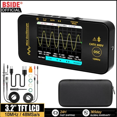 OT3 Handheld Oscilloscope 3.2” TFT LCD Digital Scope Tester, 10MHz/48MSa/s,Potab - Image 1 of 4