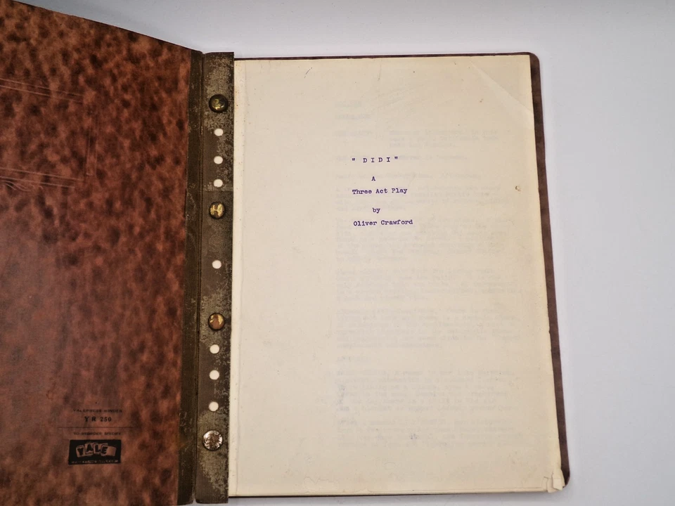 Vintage Ephemera  Theater Play Script Oliver Crawford Didi brown binder typed - Image 1 of 4