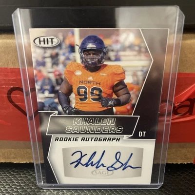 Khalen Saunders 2019 Leaf Draft Autograph Auto Rookie RC Gold Jaguars  - Image 1 of 3