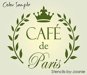 Joanie Stencil Cafe de Paris 12" Laurel Wreath France Crown Wall Art DIY Signs - Picture 1 of 6