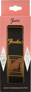 Genuine Fender 2" Wide LEGACY Monogrammed Guitar Strap - Black/Brown/Yellow - Picture 1 of 2