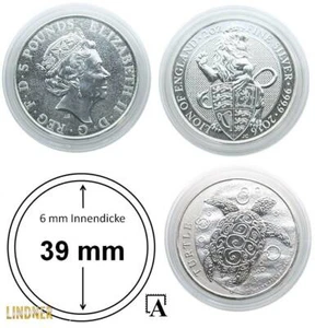 Lindner 10er-Pack Münzkapseln Sondergröße für 2 oz silver silber Queens Beasts - Bild 1 von 1