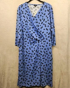 Talbots Kleid Damen X Plus blau Blumen Faux Wickeloptik 3/4 Ärmel Old Money Mob Frau - Bild 1 von 10