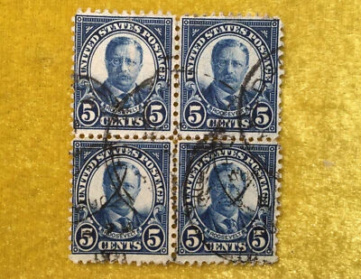 NANEE-B) USED SCOTT 637, T. ROOOSEVELT, 5C, DARK BLUE ,BLOCK OF 4,NG,NH,T5 - Image 1 of 4