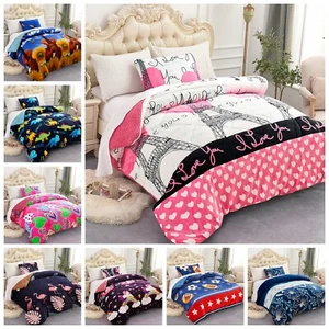Kids Comforter Set Micromink Sherpa Twin Size With Pillow Shams Bedding Throw - Picture 1 of 76