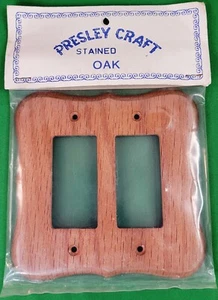 Presley Craft Stained Oak Wood Wall Plate Cover Double Rocker #82 USA - Picture 1 of 4