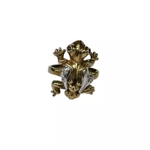 9ct 9K Yellow Gold Frog Shaped Ring Size N1/2. Brand New - Picture 1 of 9