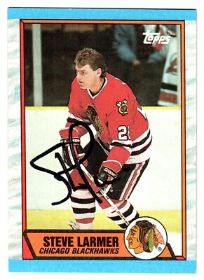 STEVE LARMER Autographed - Signed 1989-90 Topps Hockey Card # 179 Blackhawks - Image 1 of 4
