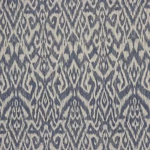 Bohemia Ikat Indigo Fabric | Tribal | Weave | Curtain Upholstery Cushions - Picture 1 of 6