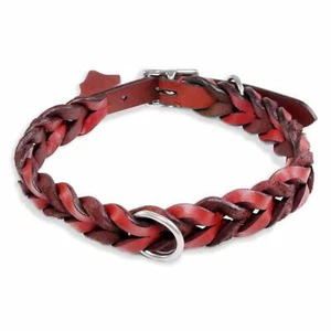 Collar para perro collar perros collar de cuero rojo trenzado XS S M L XL - Imagen 1 de 56