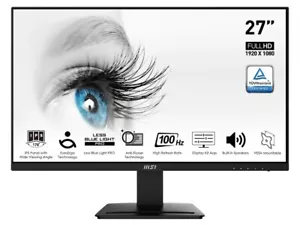 27" MSI PRO MP273A Full HD Monitor HDMI VGA DP Gaming 100Hz 1ms VESA Speaker IPS - Picture 1 of 5