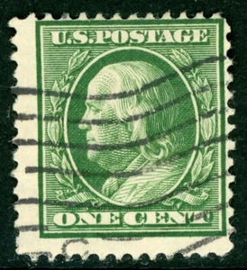 USA 1910 Franklin 1¢ Perf 12 Flat Plate SL Wmk Scott 374 VFU C50 - Picture 1 of 5