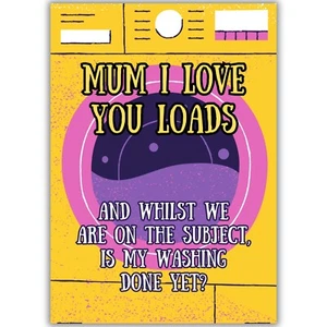 Funny Birthday Card For Mum, Love You Loads Washing Machine Dirty Laundry Joke - Picture 1 of 8