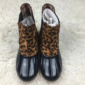 Nature Breeze - Damen Fleece-gefütterter Black & Leopard Duck Boot | Größe: 9, NEU!! - Bild 1 von 8