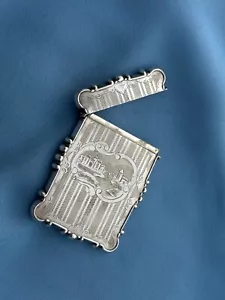 American Coin Silver Calling Card Case Engine Turning Europe Scene Excellent - Picture 1 of 7