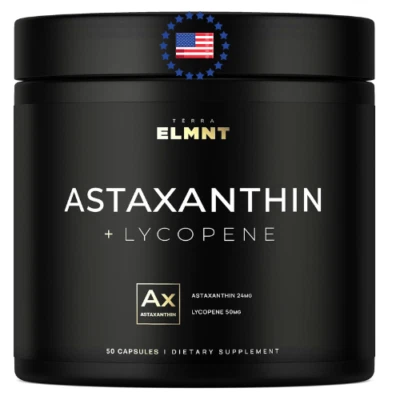 Astaxantina 24 mg + Licopeno 50 mg Fuerza Clínica Carotenoides Suplemento para la Piel con Foto 1 de 4