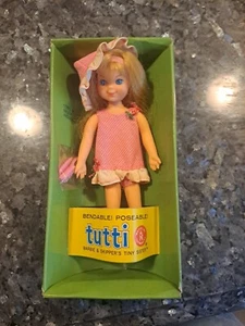 Vintage Tutti - Barbie's tiny sister - Mattel 1965 #3550 Blonde w/box. Exc Cond! - Picture 1 of 12