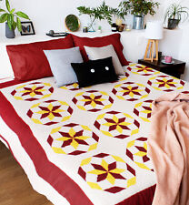 Patriotic Red, White & Gold 8 point Star FINISHED QUILT - Great look & Design