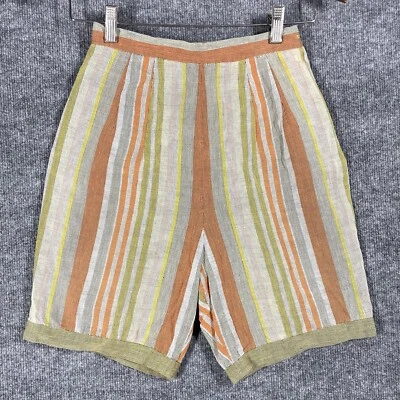 VINTAGE 50s 60s Nardis of Dallas Womens Shorts Size XS 23 Stripe Cotton Side Zip - Image 1 of 4