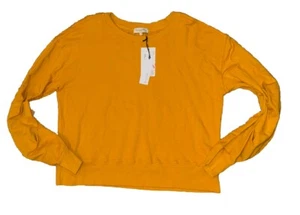 NWT Michael Stars Los Angeles Yellow Jackie Sweatshirt Trinity Terry L MSRP $118 - Picture 1 of 7