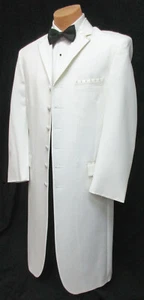 Men's Ecko Long White Tuxedo Jacket Frock Coat Duster Church Formal Mason 41R - Picture 1 of 6