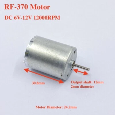RF-370CA Micro Mini 24mm Electric Motor DC 6V 9V 12V 12000RPM High Speed DIY Toy - Image 1 of 4