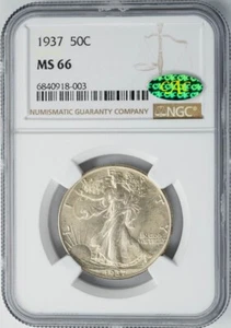1937 Walking Liberty Half 50c MS66 NGC ~ CAC 949817-5 - Picture 1 of 4