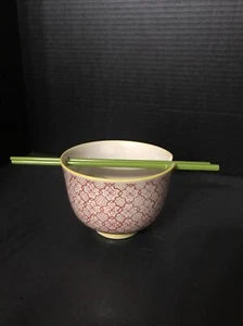 World Market Noodle Bowl with Chopstick Holder and Set Chopsticks - Picture 1 of 5