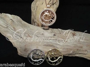 M. 24mm GENUINE STERLINA MILANO CRYSTAL DRAGON COIN/MONEDA 4 PENDANT/KEEPER AJMM - Picture 1 of 2