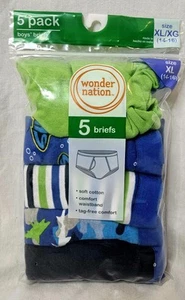 Wonder Nation Boys' Briefs Sharks Stripes Blue Green 5 Pack XL (14-16) NEW - Picture 1 of 2