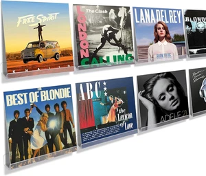 Upsimples 8 Pack Vinyl Record Wall Mount Shelves, 12" Vinyl Holder for Album Rec - Foto 1 di 12