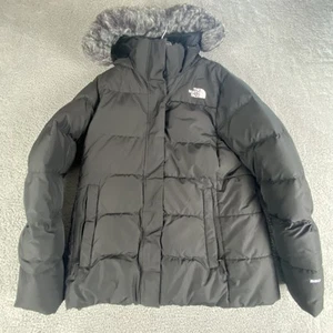The North Face Gotham II Jacket Womens XL Black 550 Down Puffer Faux Fur Hooded - Picture 1 of 16