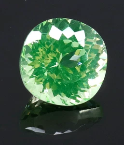 9.10 Ct Certified Dazzling Perfect Cushion 100% Natural Green Peridot Round Cut - Picture 1 of 8