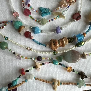 Handmade Glass Bead Anklet, Vibrant Shades of Blue, Boho Style Pick 1 Only - Picture 1 of 21