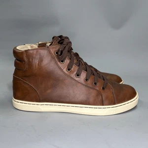 UGG Gradie Trainer Women's Size 9 Brown Leather Lace Up High Top Casual Sneakers - Picture 1 of 12